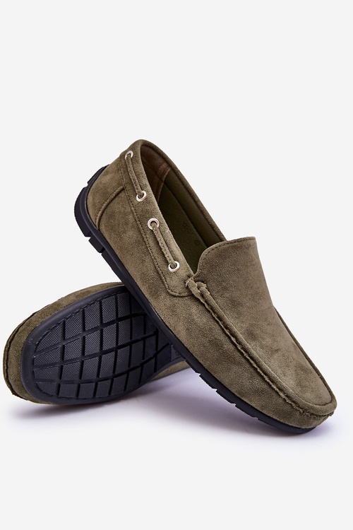 Mokasyny Męskie Zamsz Wsuwane Zielone Rayan SX201