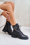 Leather Ankle Boots Workers Insulated With Zipper Black Elosie