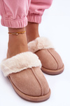 Women's Slippers with Fur Beige Pinky