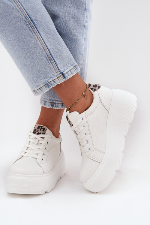 Leather Women's Sneakers on Platform Panterka Vinceza 89144 White