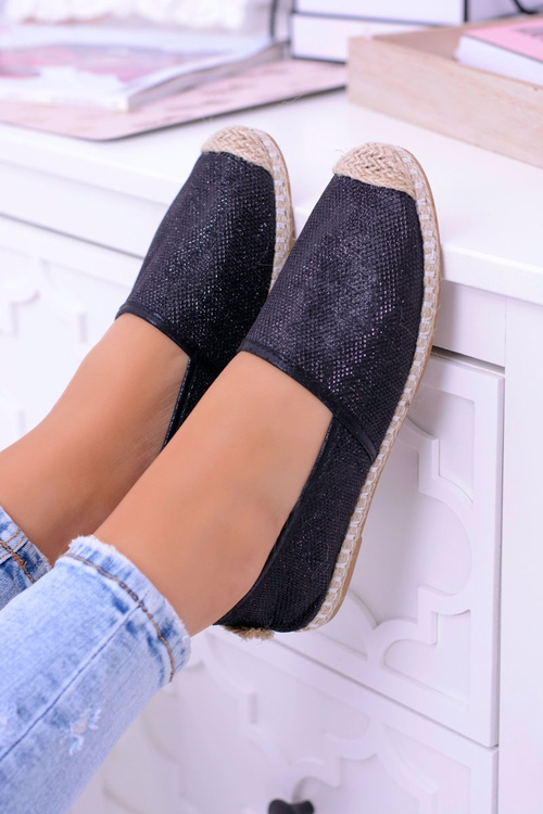 Lu Boo Black Glitter Espadrilles