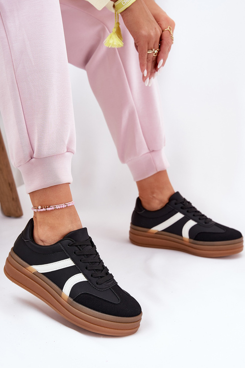 Damskie Sneakersy Na Platformie Czarne Tolianna 