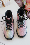 Kids Sparkly Furry Lined Boots with Zipper Multicolor Saussa