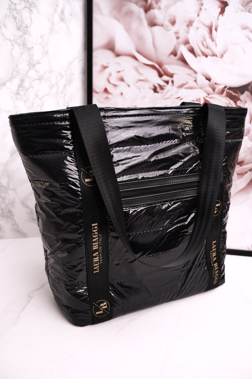 Large Shopper Bag LAURA BIAGGI Black Golden Logo