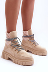 Women's Suede Lace-up Boots Beige Acorn