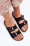 Women's Cork Platform Sandals With Buckles Black Evisolla