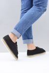 Lu Boo | Czarne Brokatowe Lniane Espadryle Fairy