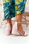 Suede High Heel Sandals Pink Janet