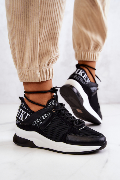Buty Sportowe Sneakersy Koturn Czarne Lorey