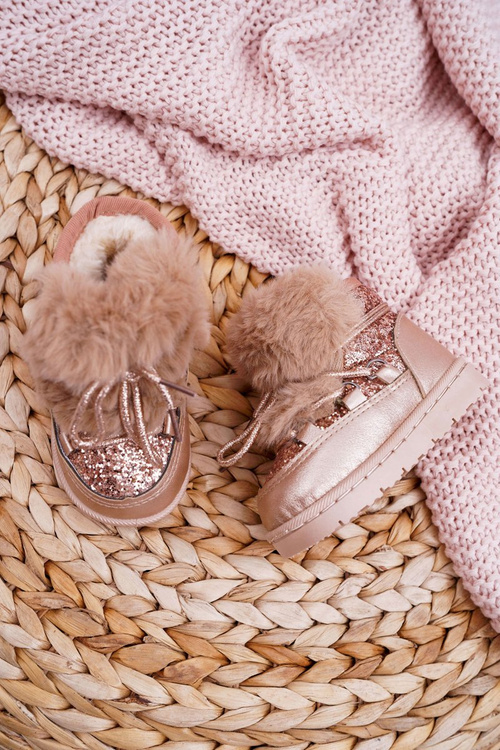 Children's Furry Snow Boots Champagne Minnie Mouse