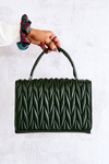 Quilted Letterman Handbag Green Roselyn 