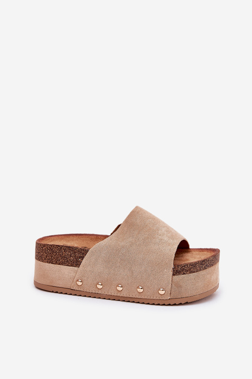 Women's sandals on massive platform eco suede Khaki Vinnibe