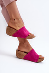 Zazoo 40311 Suede Women's Mules on Cork Wedge Pink