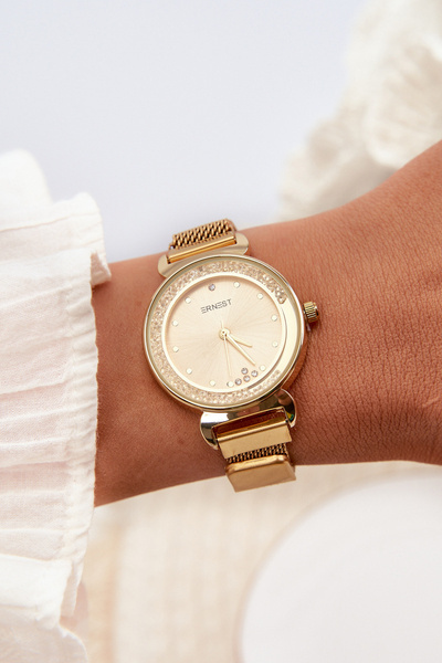 Zegarek Damski Srebrną Tarcza ERNEST Złoty