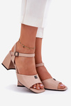 Women's Heeled Sandals Vinceza 62235 Beige