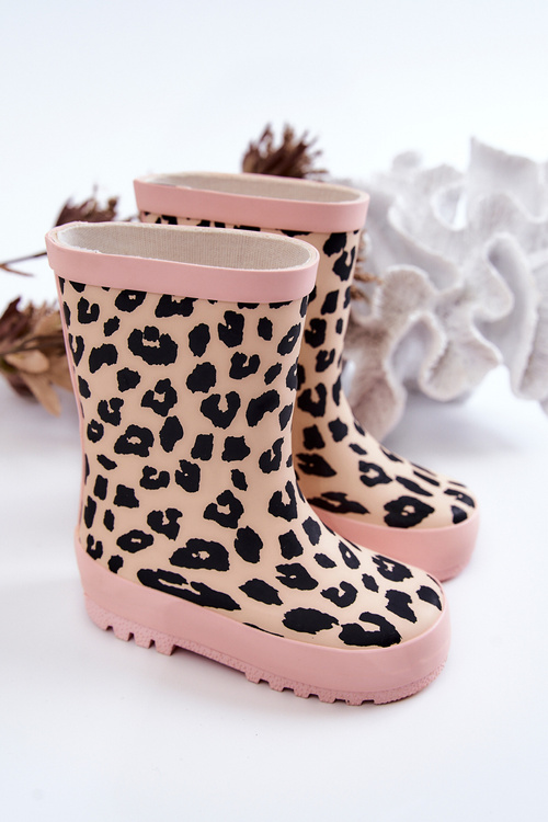 Children's Galoshes With Leopard Pattern Pink Nanny