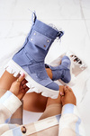 High Workers Booties On A Zipper Blue Nerisa