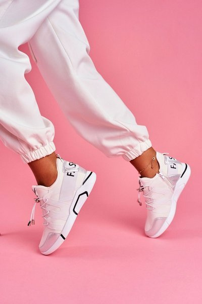 Sportowe Damskie Buty Z Suwakiem i Ściągaczem Białe Terfin