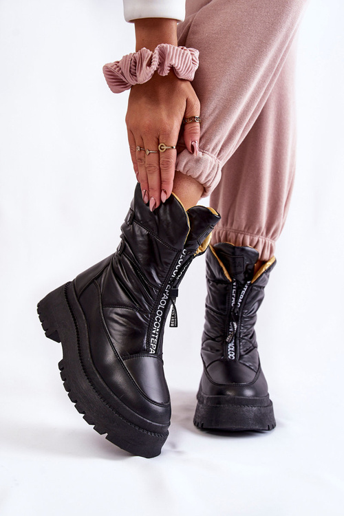 Śniegowce Wysokie Damskie Suwak Czarne Moira