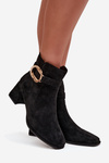 Women's ankle boots on heel with gold buckle black Calissa