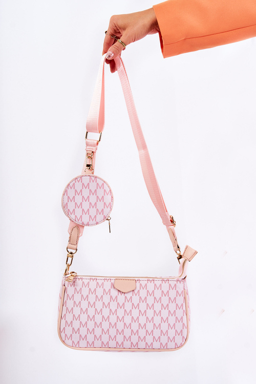 Torebka Listonoszka Portmonetka Damska 3w1 Różowa Bormea