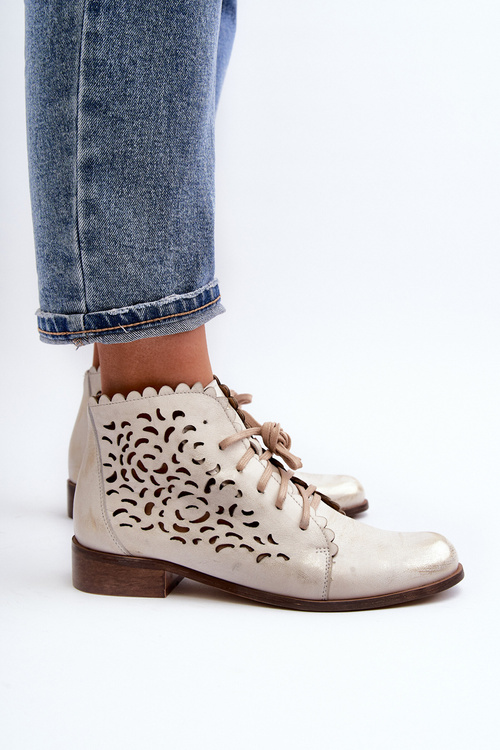 Lace-up Women's Ankle Boots Zazoo 2871 Gold Distressed