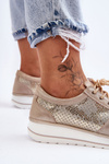 Leather Sport Shoes with Perforation S.Barski AL22246 Gold
