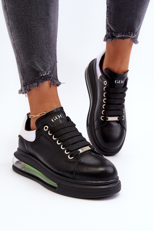 Sneakersy Damskie Skóra Naturalna Czarne GOE NN2N4030