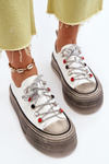 Trampki Damskie Na Platformie Białe GOE NN2N4054