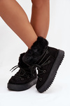 Snow boots with fur and laces Black Sarivie