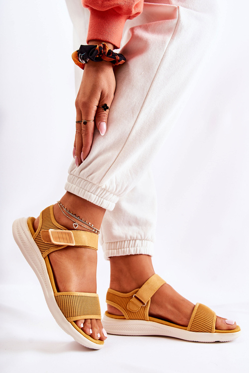 Women's Comfortable Sandals With Velcro Yellow Sidney