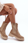 Women's Suede Ankle Boots Lace-Up Beige Nicole 2836