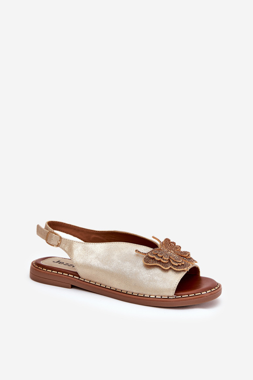 Women's sandals on flat heel with decoration gold Setorina