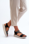 Women's Comfortable Black Velcro Sandals Eladora