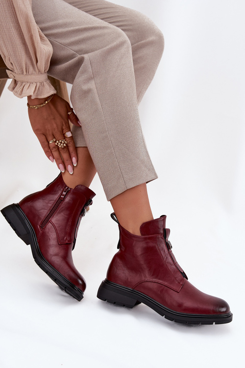 Insulated Women's Ankle Boots with Zip Decorative Detail Bordeaux Roselle