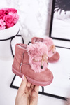 Children's Snow Boots Insulated With Fur Suede Pink Amelia