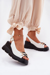 Ladies Leather Wedge And Platform Sandals With Decoration Artiker 56C1588 White