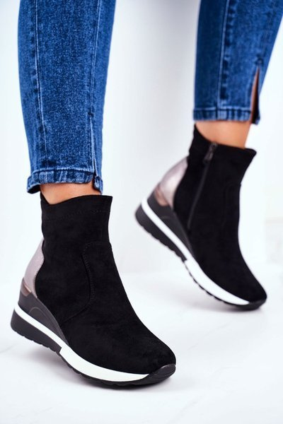 Women’s Sport Shoes High Sneakers Black 21-10573