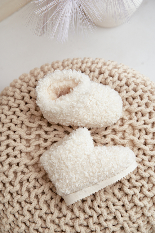 Children's Snow Boots With Fur Lamb Type Light Beige Mevael