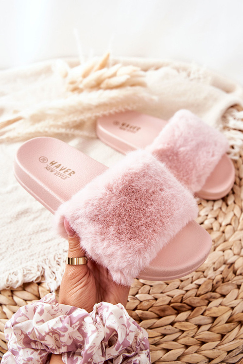 Rubber Moulded Slippers With Eco Fur Pink Emmie