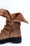High Boots with Straps Suede Workery Beige Elnatea 