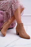 Women's Heeled Boots Suede Beige Gomen