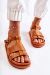 Leather Sandals On Platform Camel Tessy