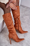 Classic Suede Black Boots On A Camel Ameya