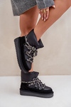 Suede Snow Boots Women With Thick Lacing D.Franklin DFSH375003 Black
