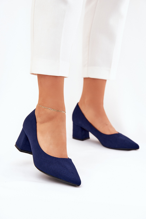 Ladies Pumps With Pointed Toes On A Heel Dark Blue Merinette