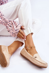 Women's Suede Loafers With Embellishments Beige Leah
