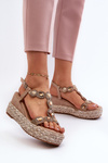 Women's Wedge Sandals with Braided Detail S.Barski MY291 Beige