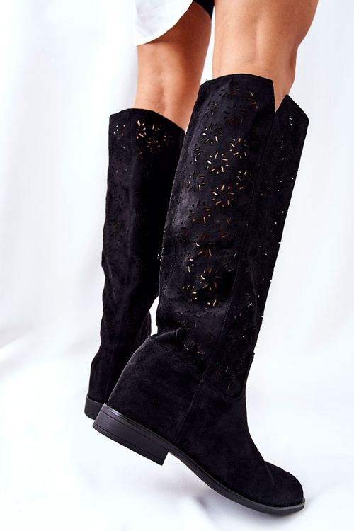Lace-up Boots With Hidden Heel Black Lara