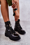 Lacquered Women's Boots With Studs Black Leticia